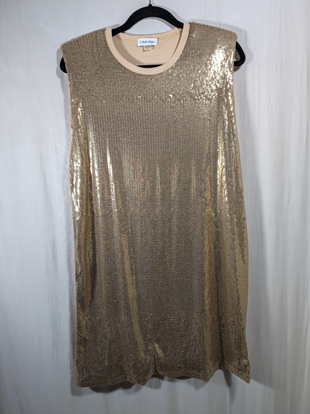 Calvin Klein Sequin Mini Dress in Gold Size 10 Like New